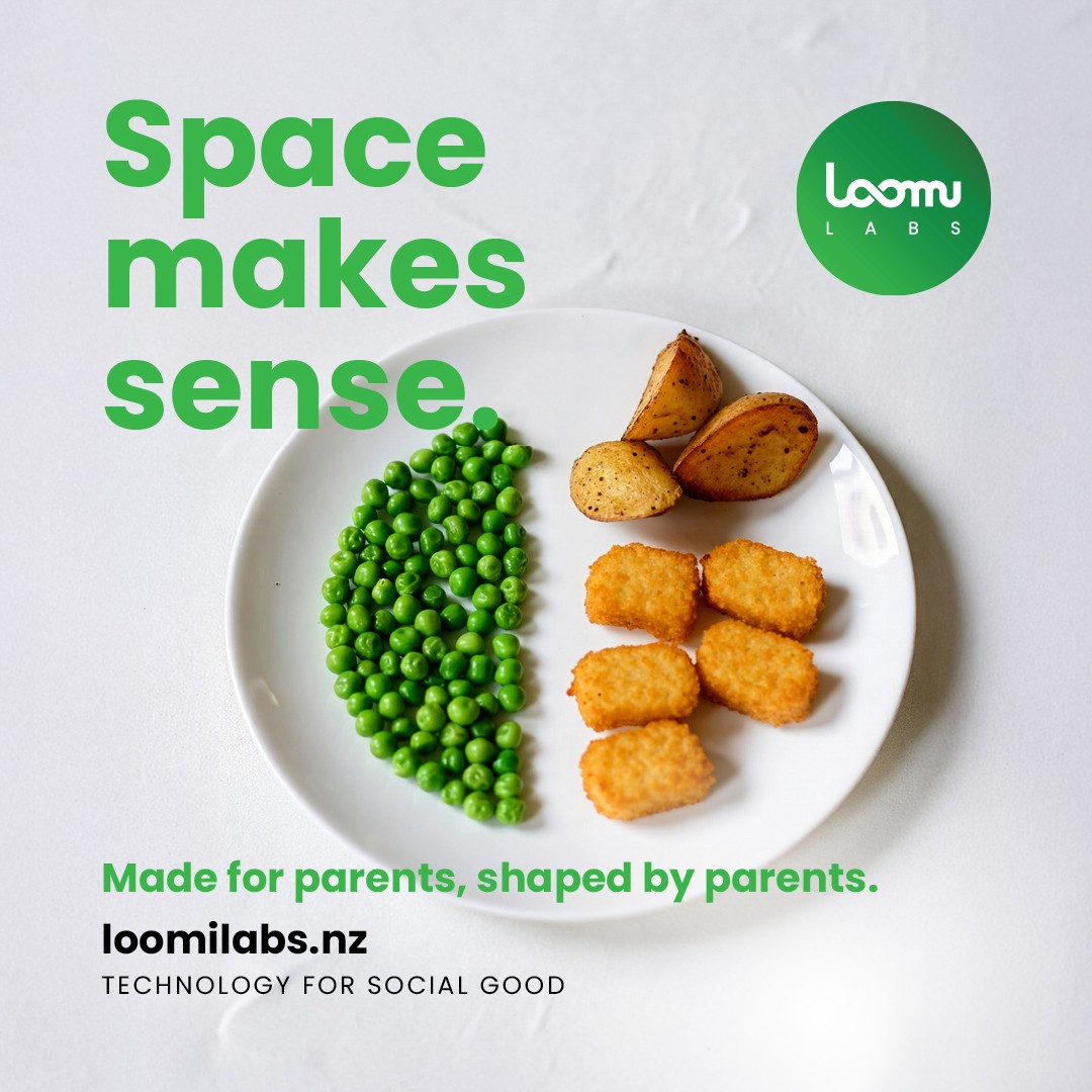 Space makes sense - poster showing a plate with neatly separated peas, potatoes, and nuggets illustrating food preferences of neurodiverse children